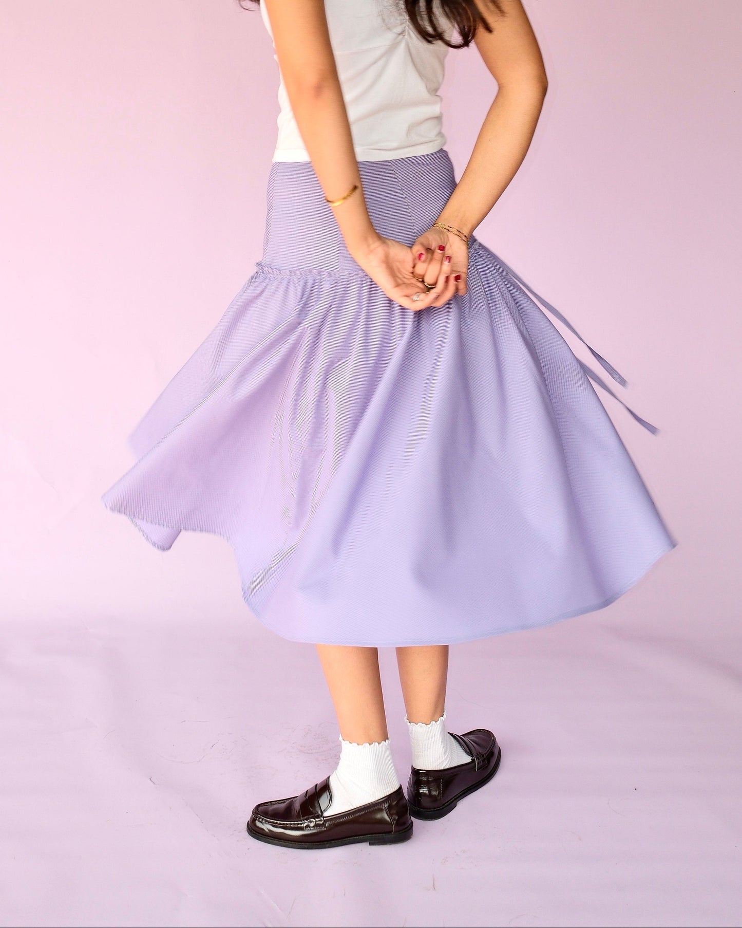 Lilac Gathered Tie Skirt