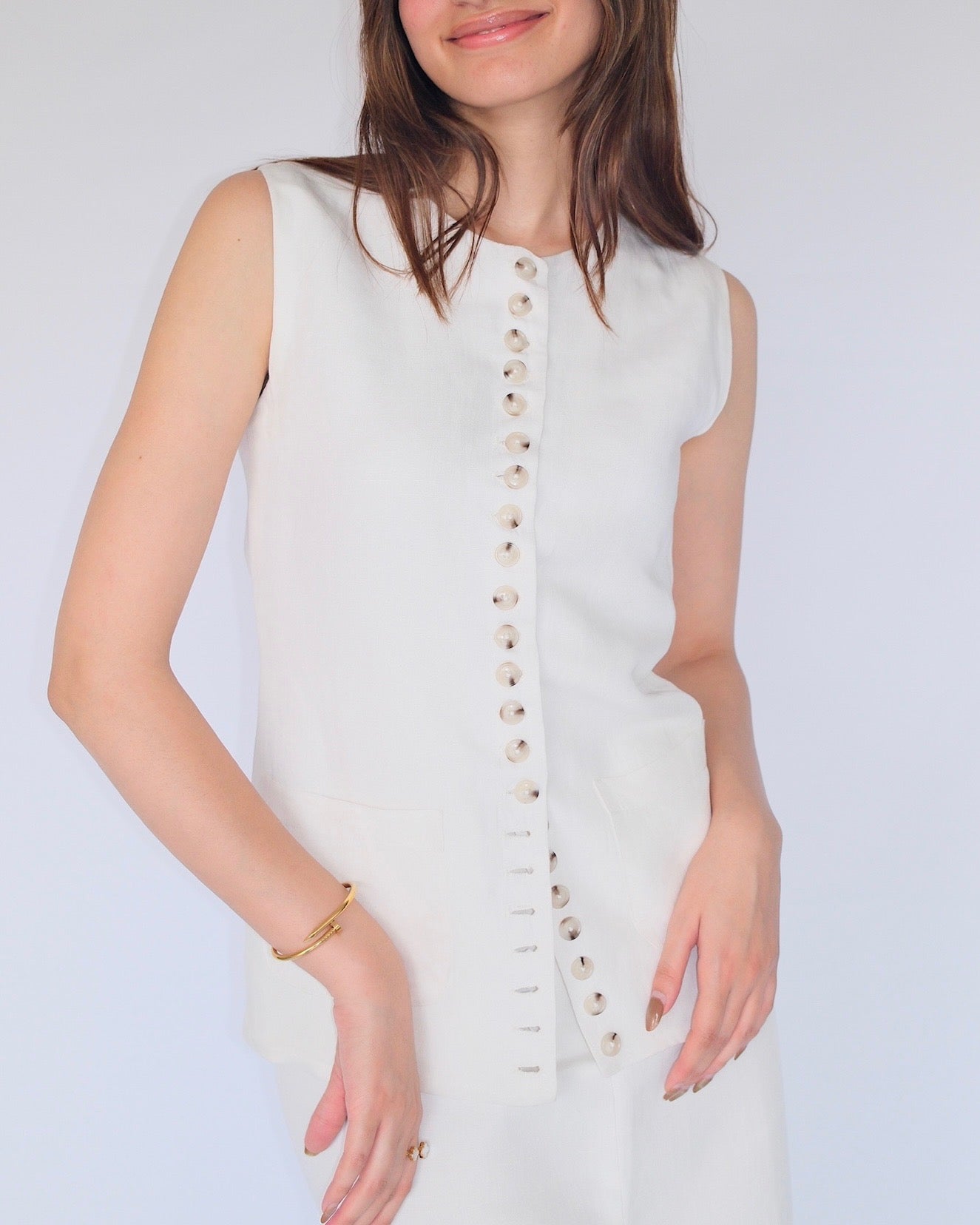 White Linen Vest