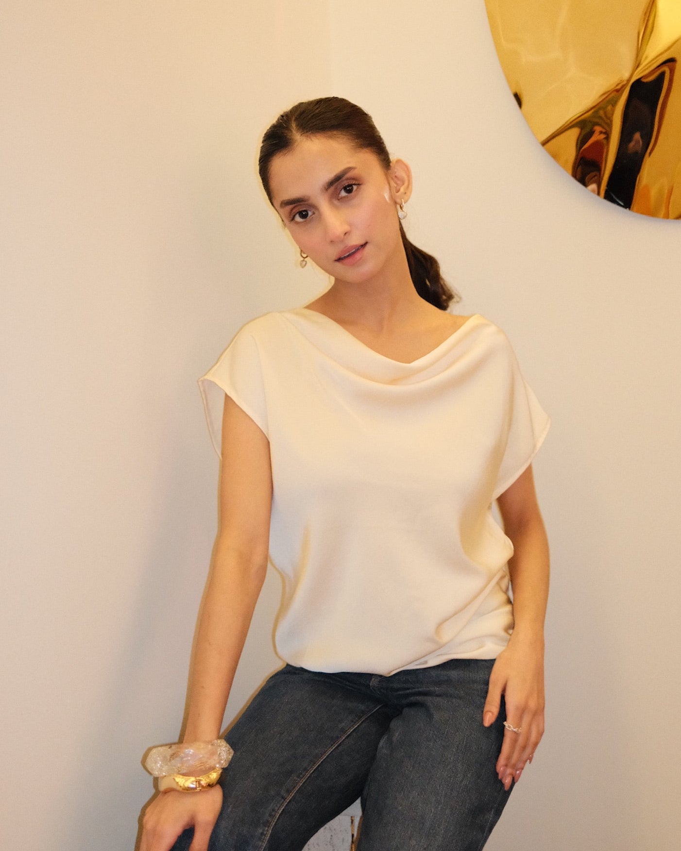 Draped Satin Top