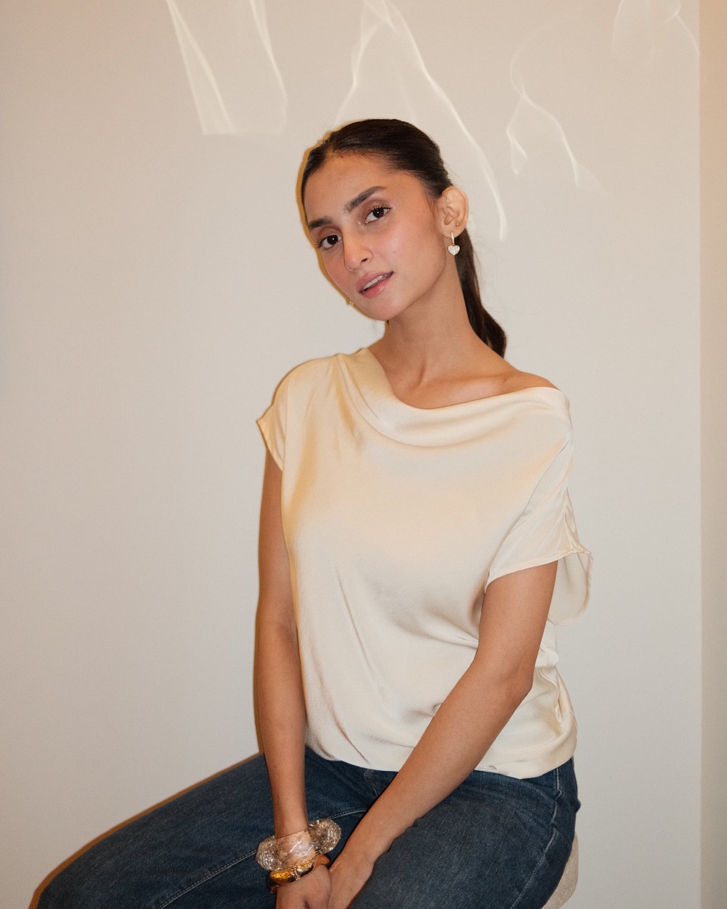 Draped Satin Top