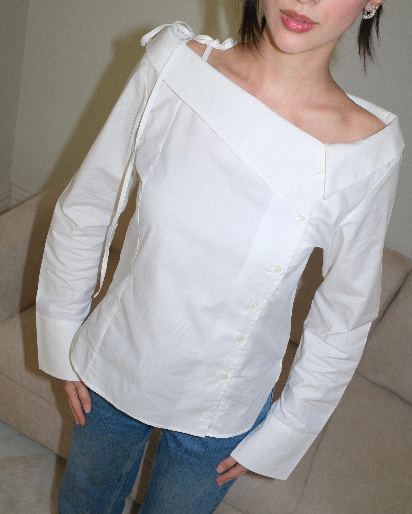 Asymmetric Button Top