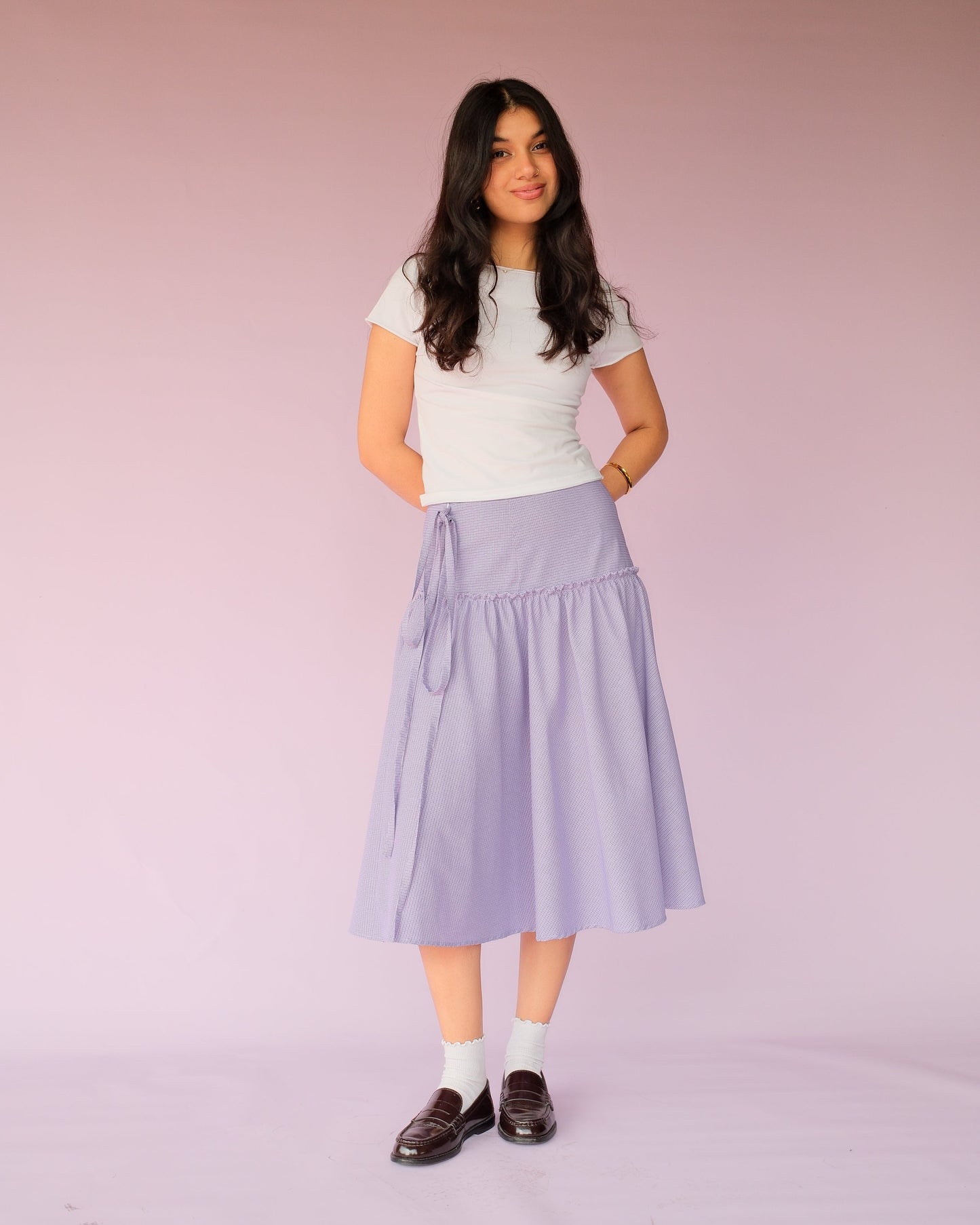 Lilac Gathered Tie Skirt