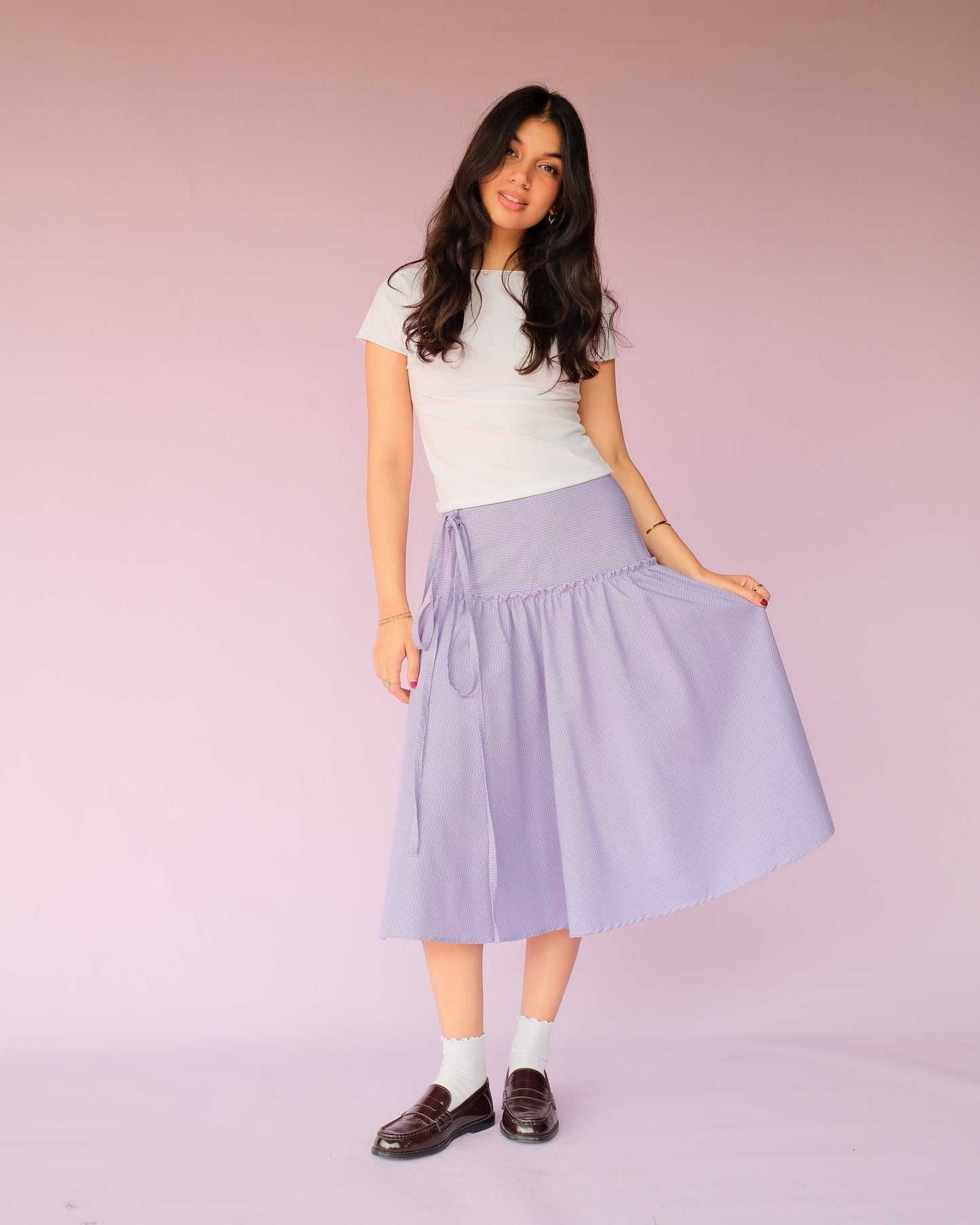 Lilac Gathered Tie Skirt