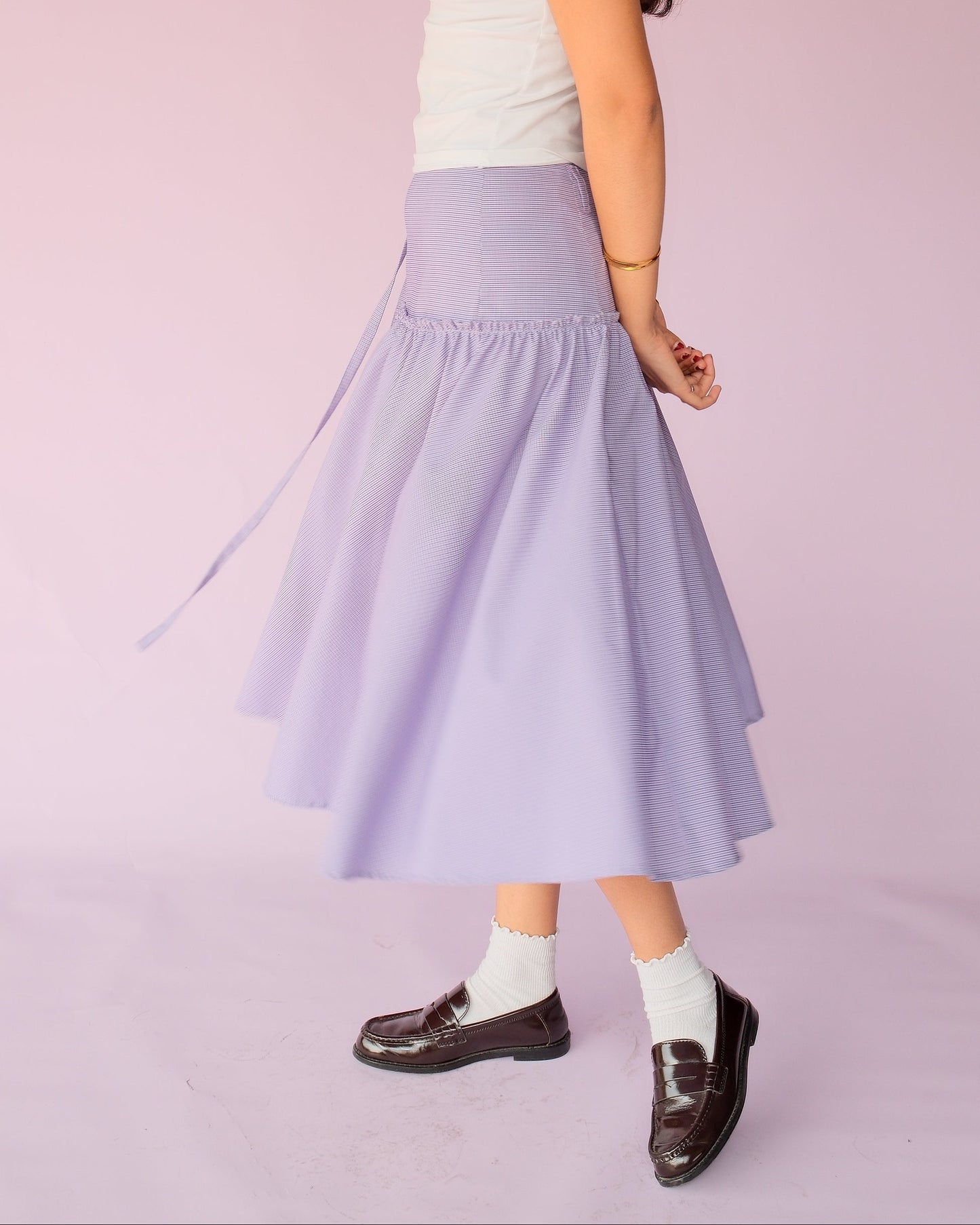 Lilac Gathered Tie Skirt
