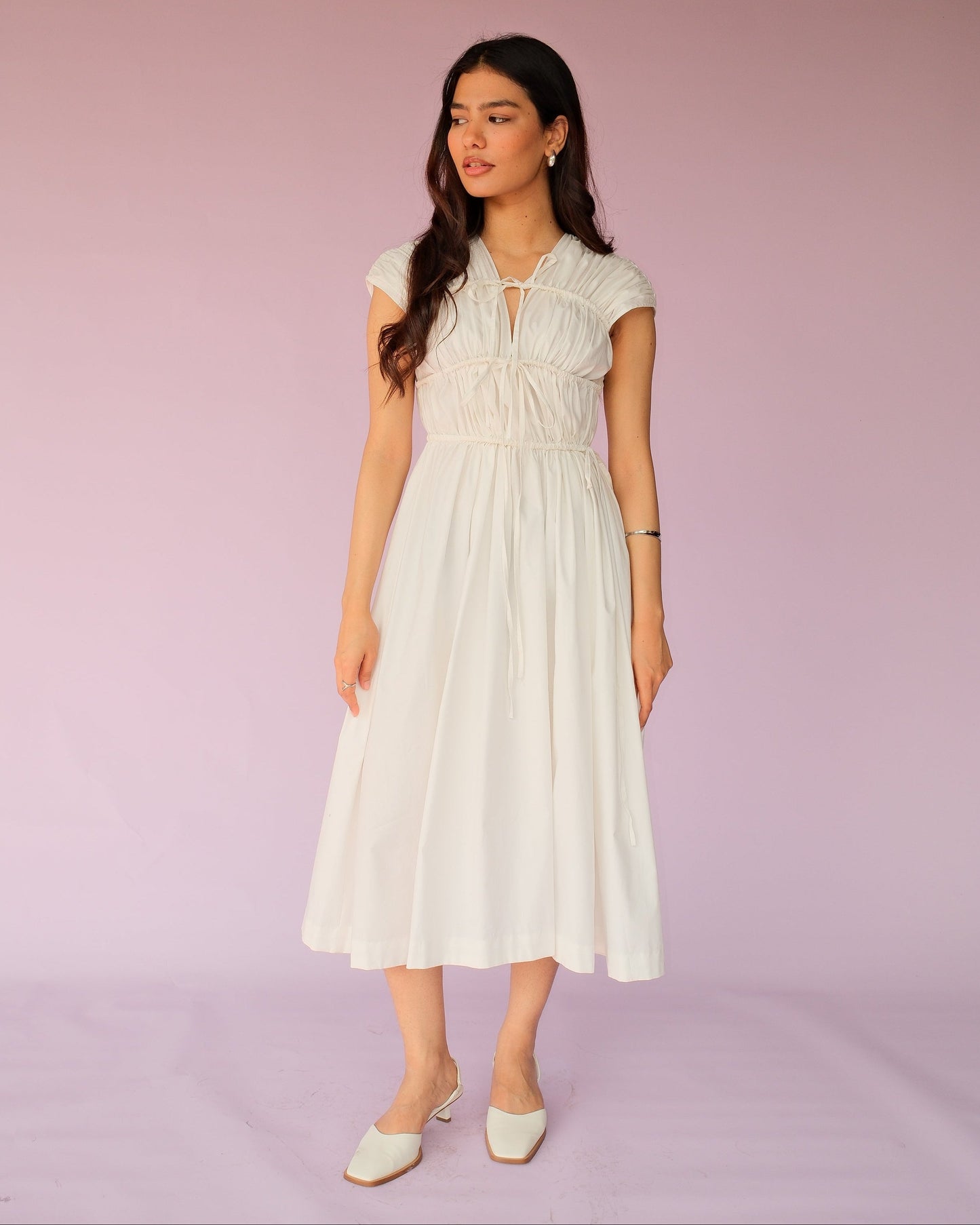 White Drawstring Dress