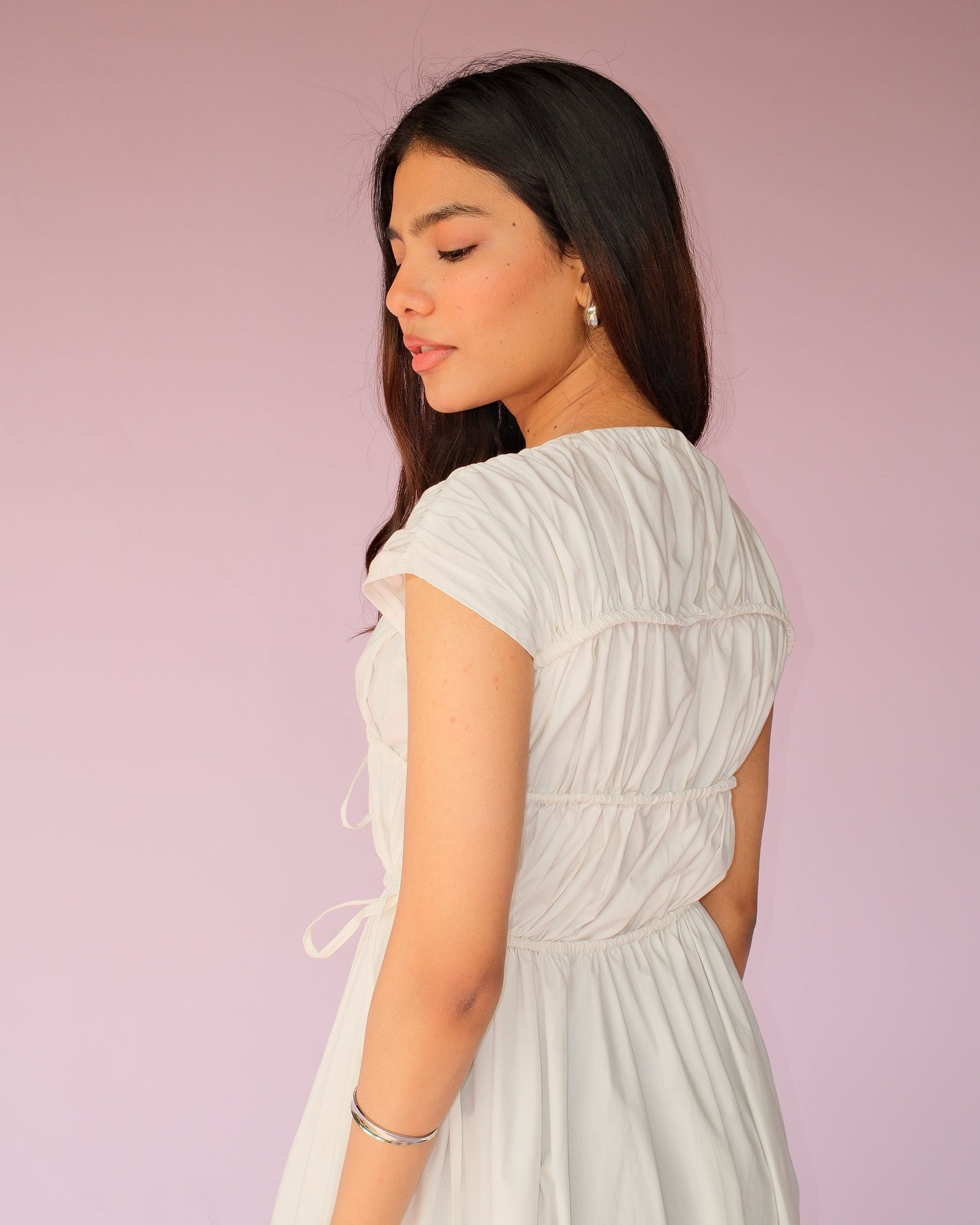 White Drawstring Dress