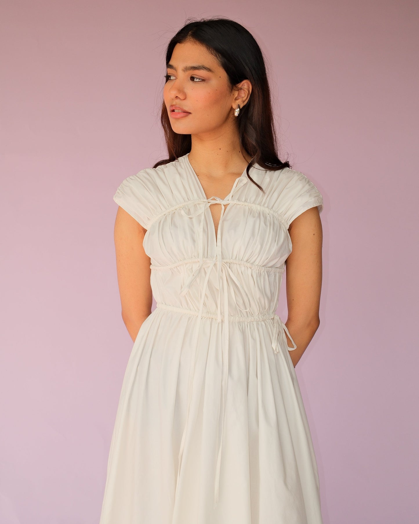 White Drawstring Dress
