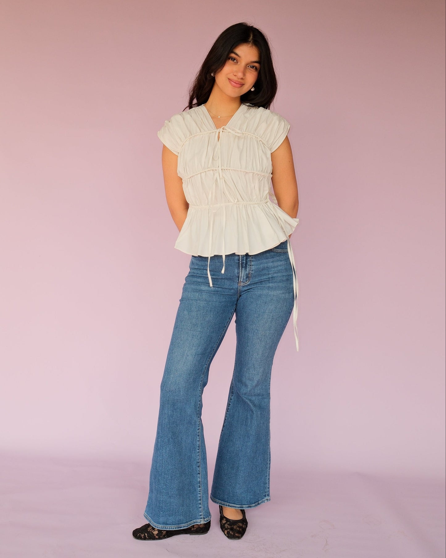 White Drawstring Top