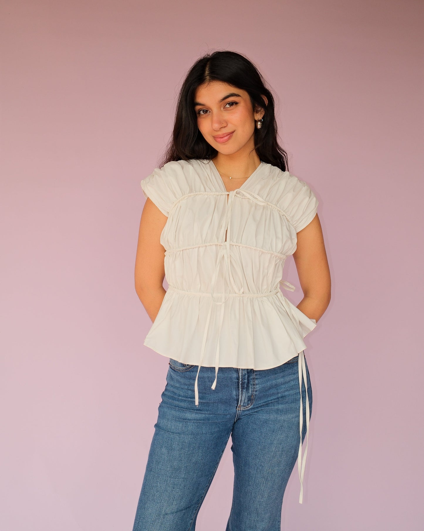 White Drawstring Top