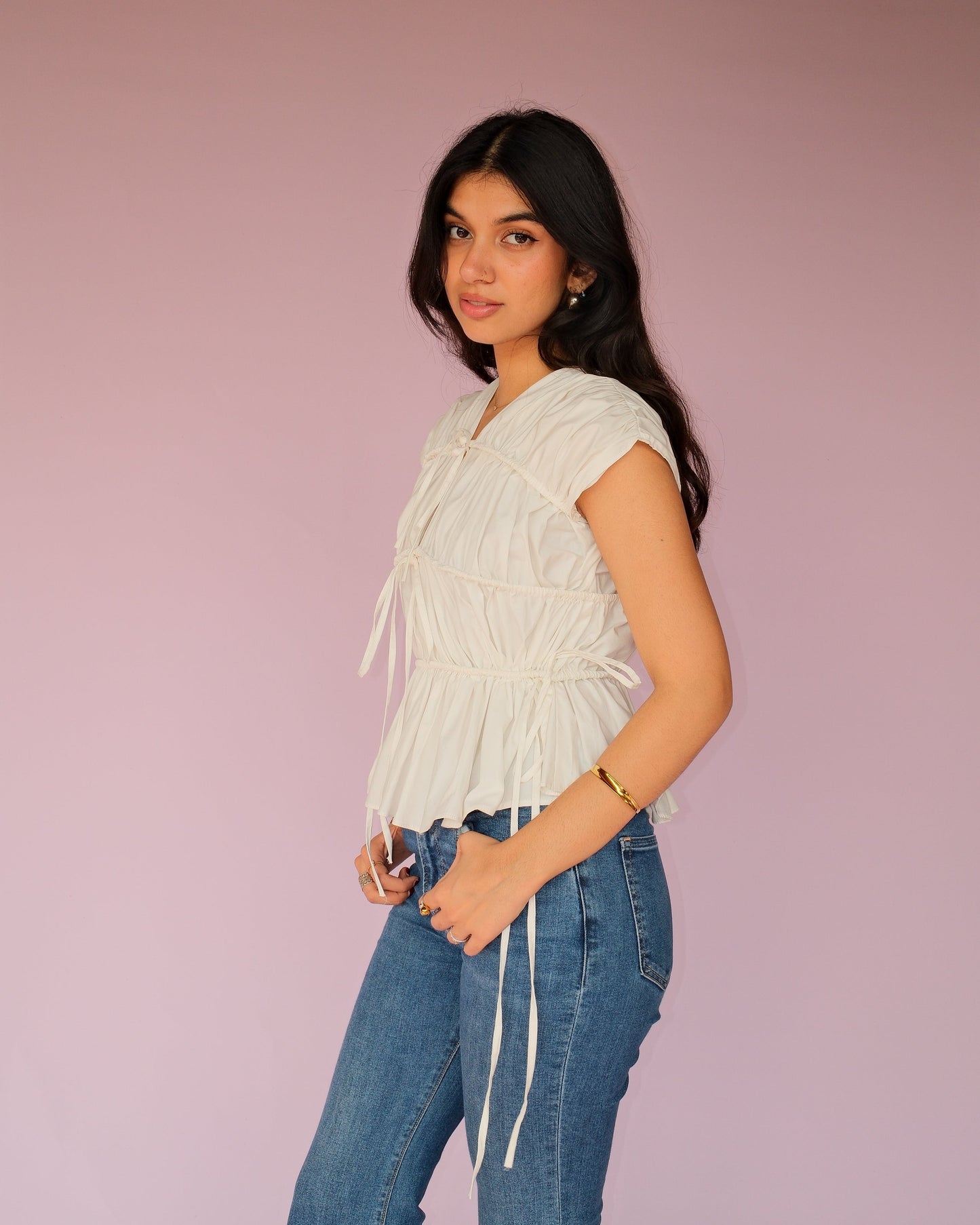White Drawstring Top