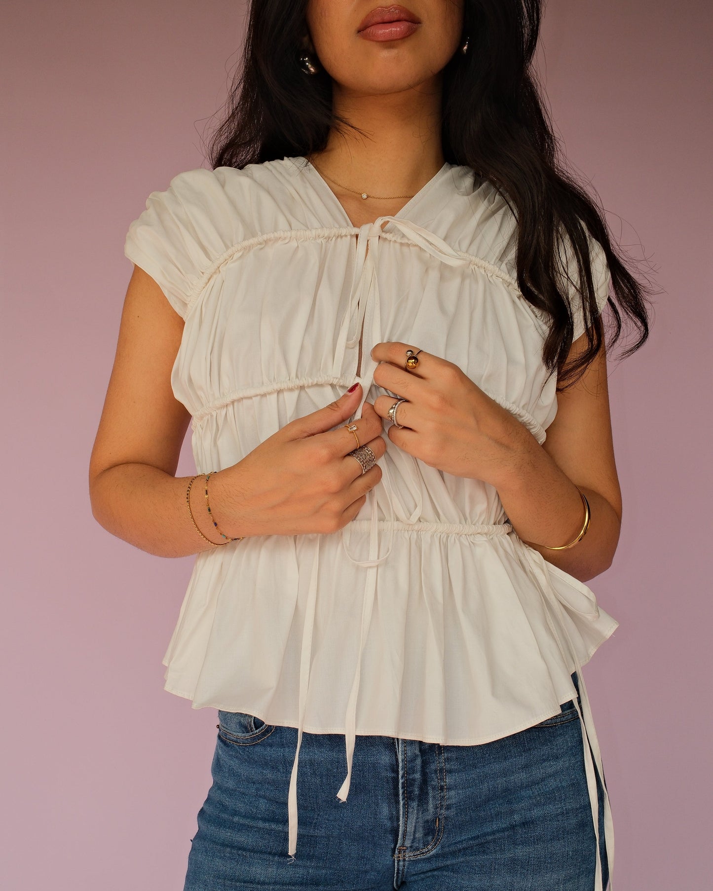 White Drawstring Top
