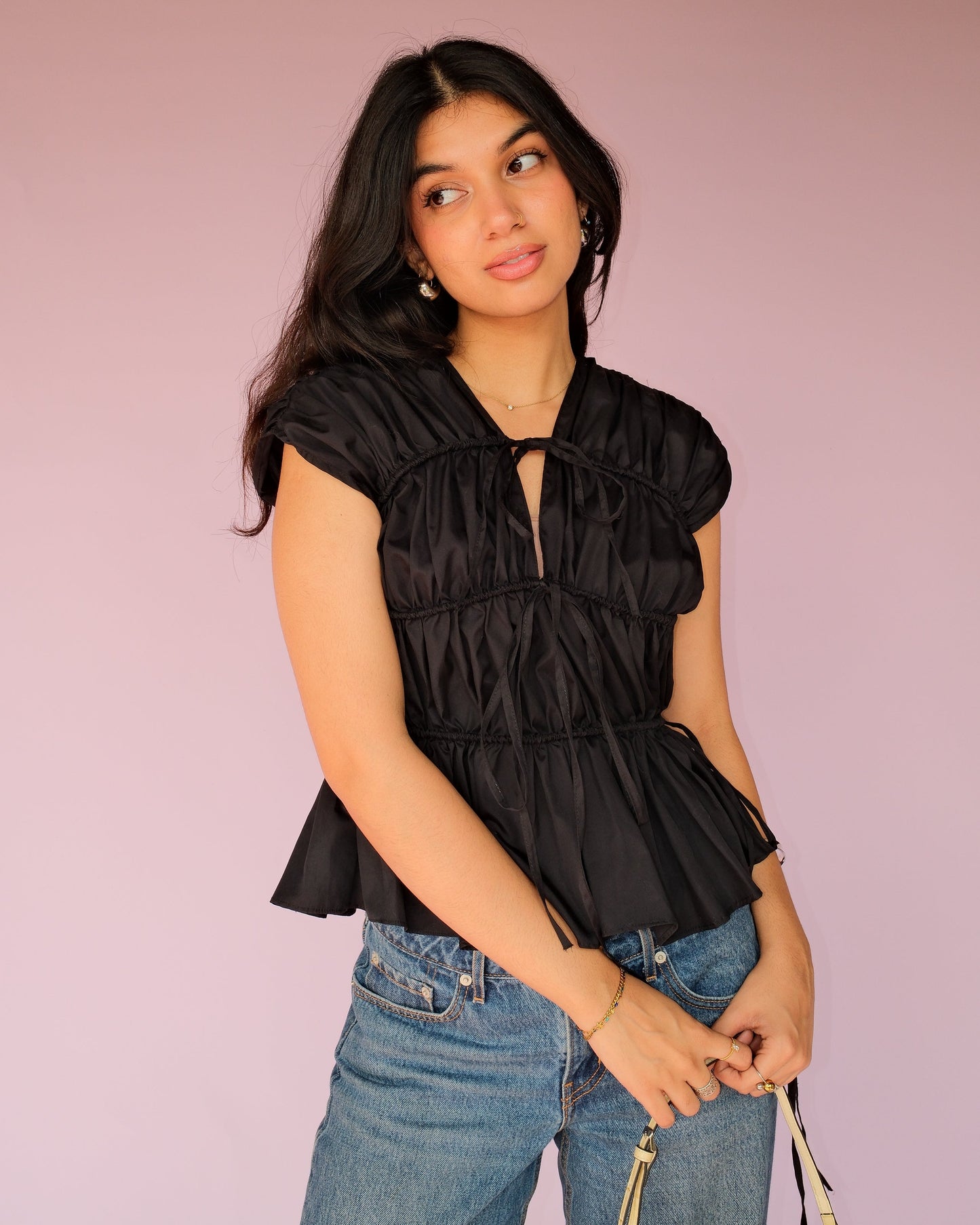 Black Drawstring Top