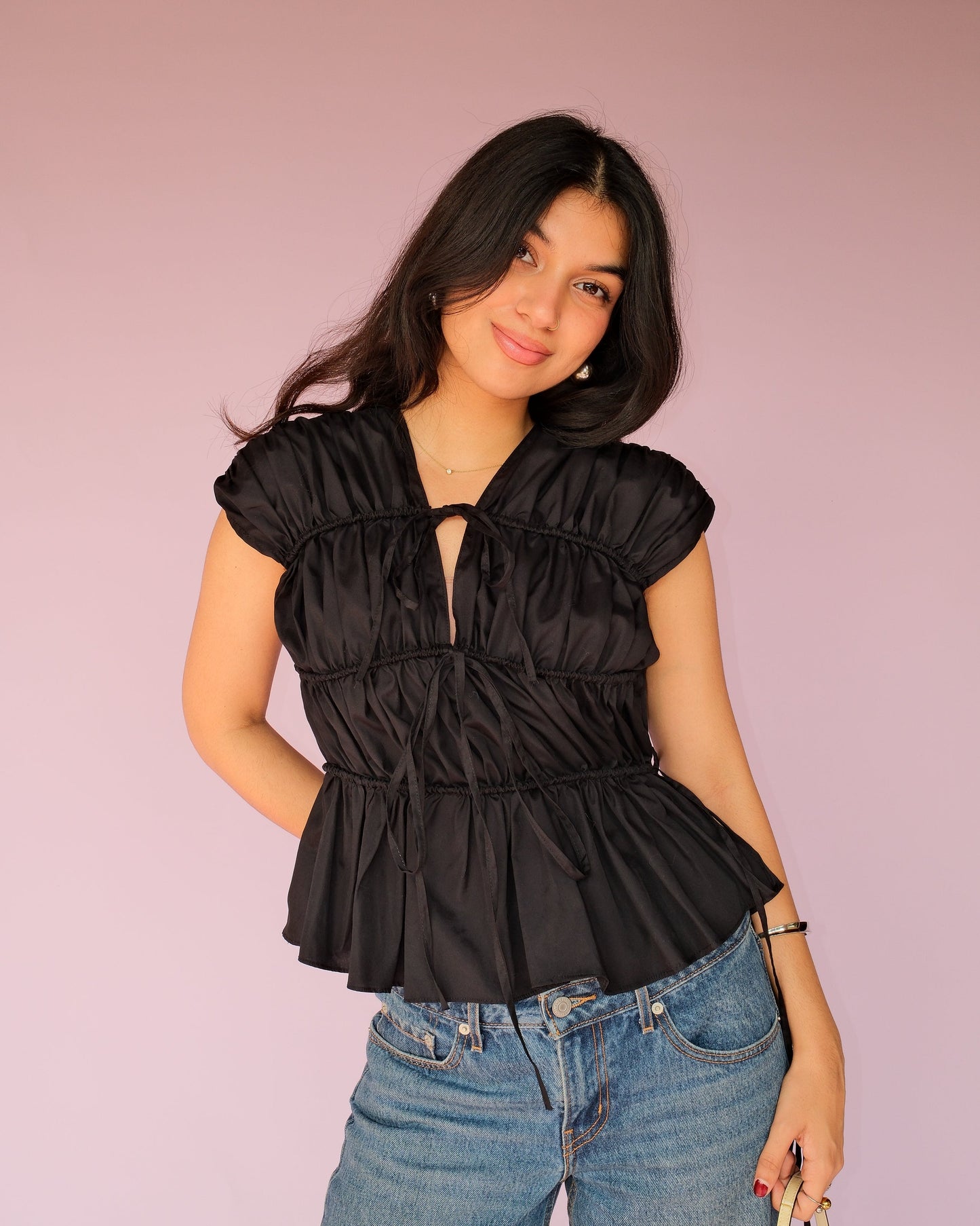 Black Drawstring Top