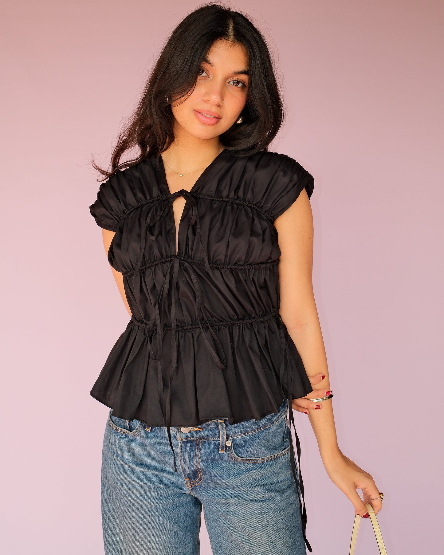 Black Drawstring Top