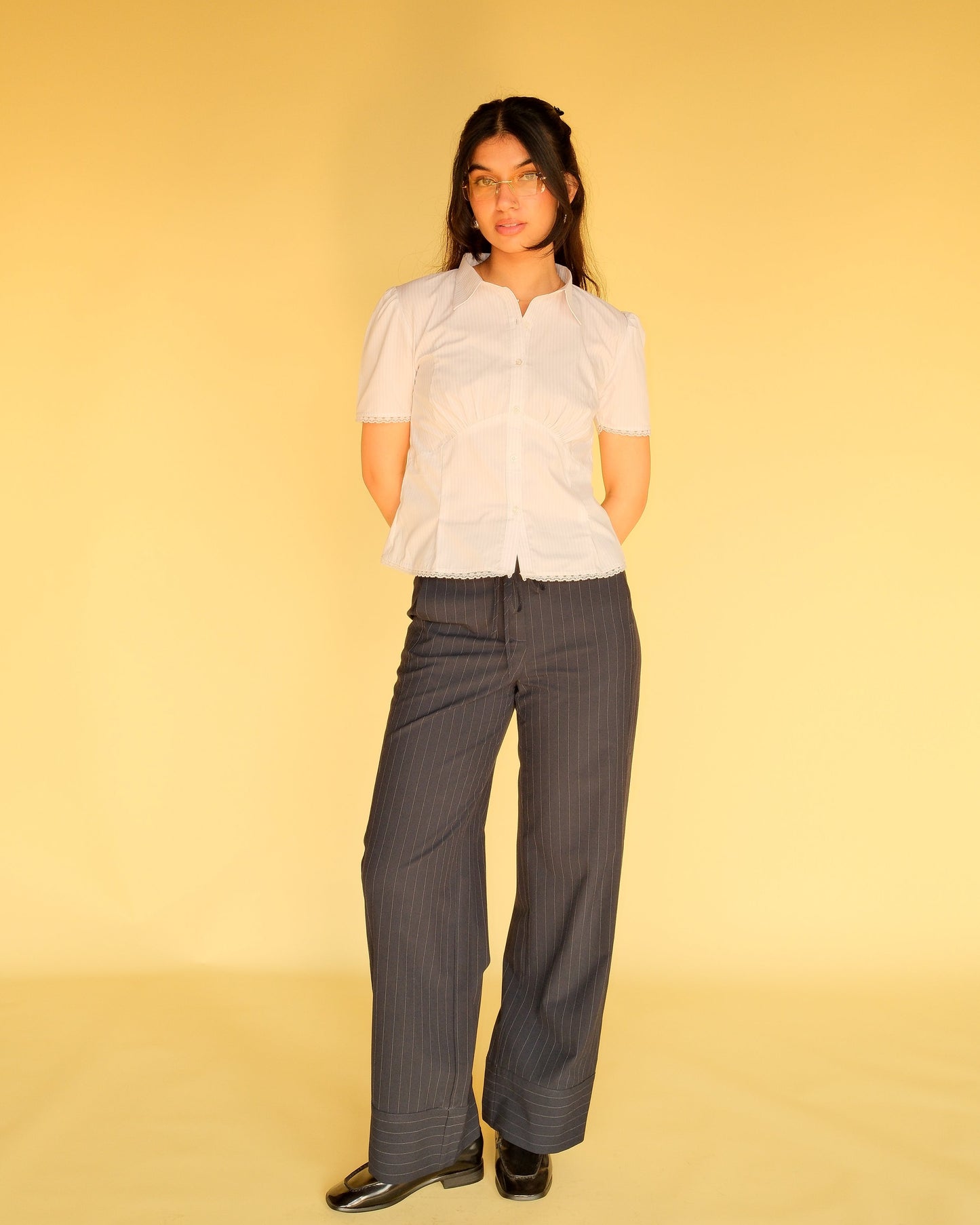 White Lace-Trim Shirt